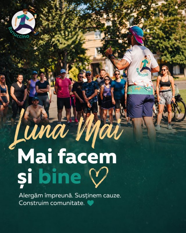 Dragi oameni buni, începe luna Mai Facem Și Bine. 🥰

Așa că noi, Runuccino, vrem să vă scoatem din casă și să dăm un exemplu pozitiv. Acela că prin sport și printr-o comunitate cu valori corecte putem să facem o schimbare în bine! 🙏 

Urmează 2 weekenduri, cu 3 evenimente, toate cu scop caritabil. 🤗 

- 2 mai @rotasports.tm | @rotarun.tm | @mosaic.coffeeshop 
- 9 mai @leo.omega.here4you | @asociatiapoli | @statia_de_cafea_marschall 
- 10 mai @wflworldrun | @redbullro | @mosaic.coffeeshop 

Toată lumea este invitată, așa că cine vrea, cine dorește să alerge cu noi pentru integrarea tinerilor cu dizabilități prin activități adaptive, pentru cățelușii fără adăpost și pentru cei ce nu pot, cei în scaune cu rotile, vă așteptăm! 

Nu uitați că puțin, cu puțin se face mult și ajută enorm! 

P.s : MaiFacemȘiBine 🤗 

#runuccino #community #dogood